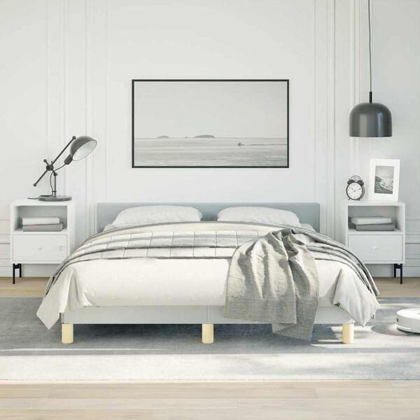 vidaXL Bed Frame without Mattress Light Grey Queen Fabric