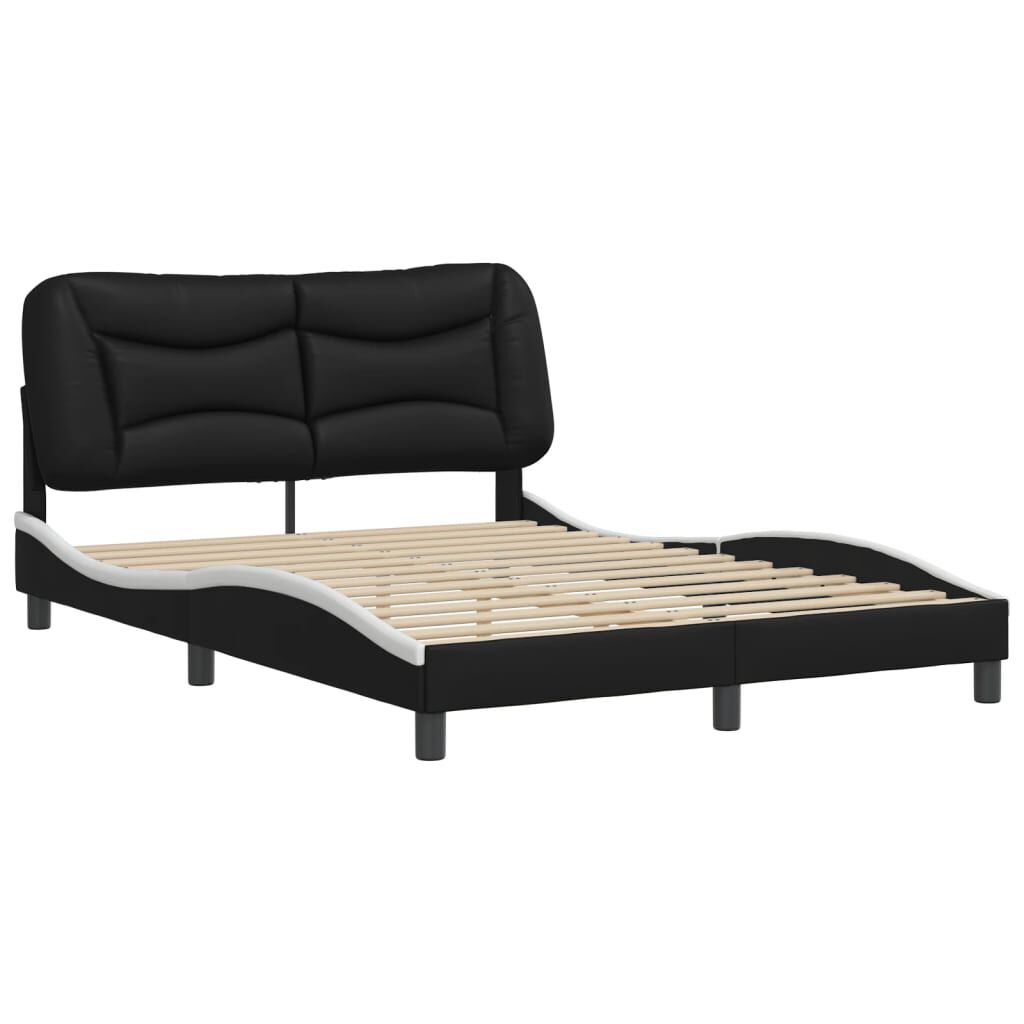 vidaXL Bed Frame without Mattress Black and White 137x187 cm Double Faux Leather
