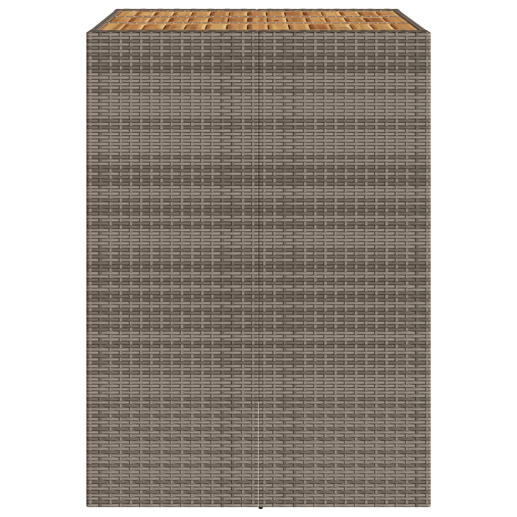 vidaXL Garden Bar Table with Acacia Wood Top Grey 105x80x110 cm Poly Rattan