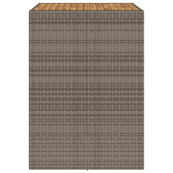 vidaXL Garden Bar Table with Acacia Wood Top Grey 105x80x110 cm Poly Rattan