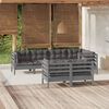 vidaXL 7 Piece Garden Lounge Set with Grey Cushions Solid Pinewood