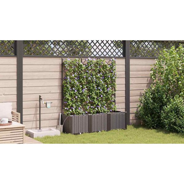 vidaXL Garden Planter 3 pcs Brown Plastic
