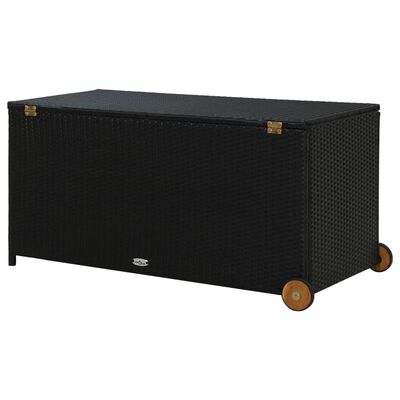 vidaXL Garden Storage Box Black 120x65x61 cm Poly Rattan