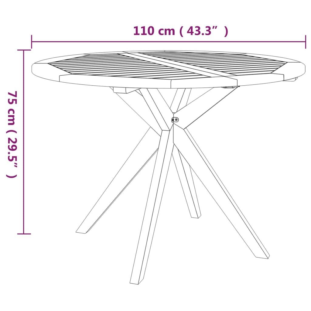 vidaXL Garden Table 110x110x75 cm Solid Wood Acacia