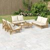 vidaXL 5 Piece Garden Lounge Set with Cream White Cushions Bamboo