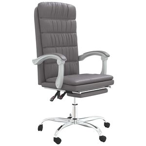 vidaXL Reclining Office Chair Grey Faux Leather
