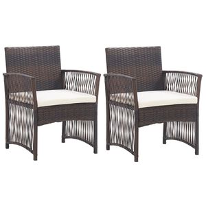 vidaXL Garden Armchairs with Cushions 2 pcs Brown Poly Rattan