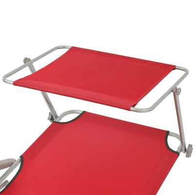 vidaXL Sun Lounger with Canopy Steel Red