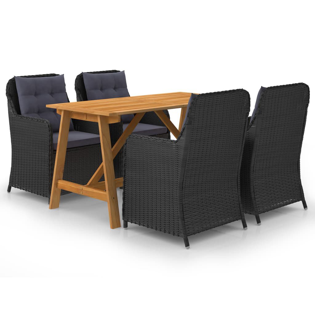 vidaXL 5 Piece Garden Dining Set Black