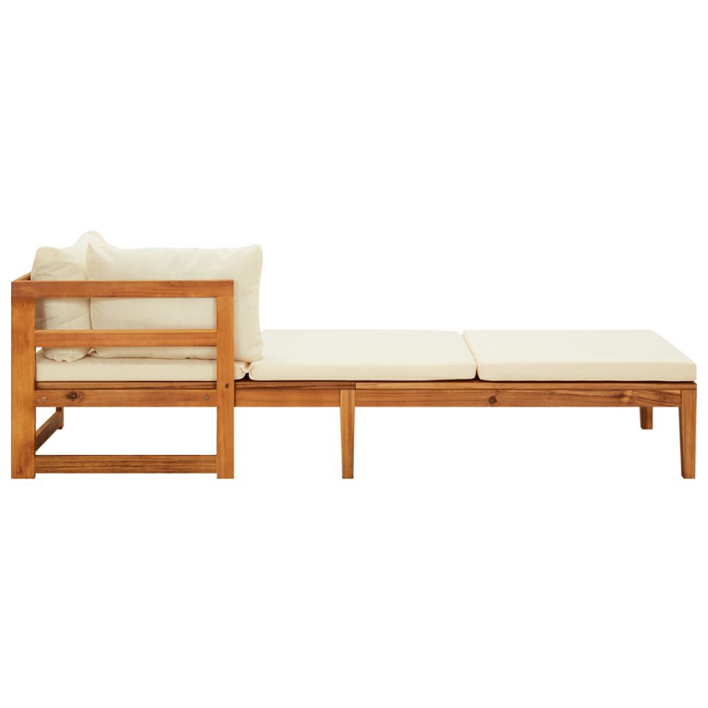 vidaXL Sun Loungers with Cream White Cushions 2 pcs Acacia Wood