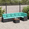 vidaXL Garden Sofa Set with Cushion 7 pcs Black Poly Rattan