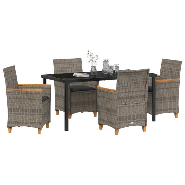 vidaXL Garden Dining Set 5 pcs Grey Poly Rattan