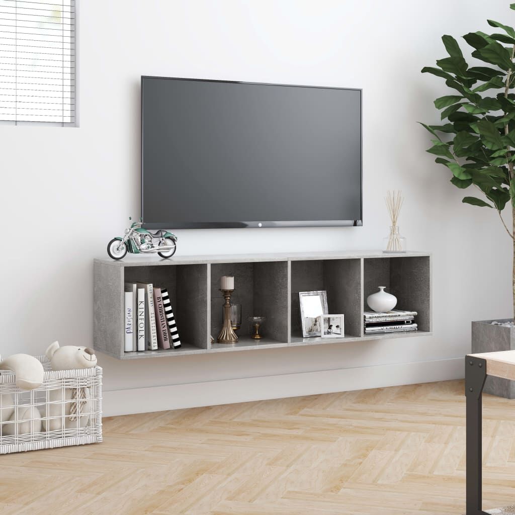 vidaXL Book Cabinet/TV Cabinet Concrete Grey 143x30x36 cm