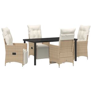 vidaXL Garden Dining Set with Cushion 5 pcs Beige Poly Rattan