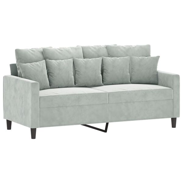 vidaXL 2 Piece Sofa Set with Cushions Light Grey Velvet