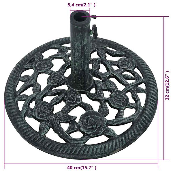 vidaXL Umbrella Base Green 9 kg 40 cm Cast Iron