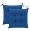 vidaXL Garden Chairs 2 pcs with Blue Cushions Solid Teak Wood