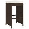 vidaXL Garden Bar Stools with Cushions 4 pcs Brown Poly Rattan