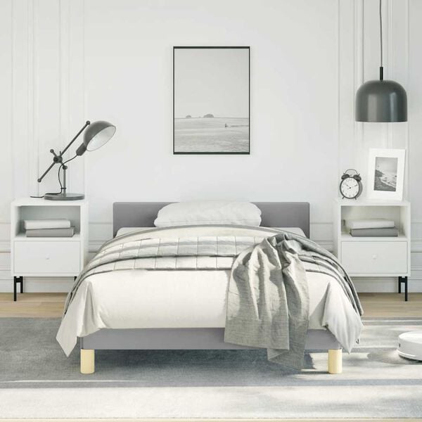 vidaXL Bed Frame without Mattress Light Grey Twin Fabric