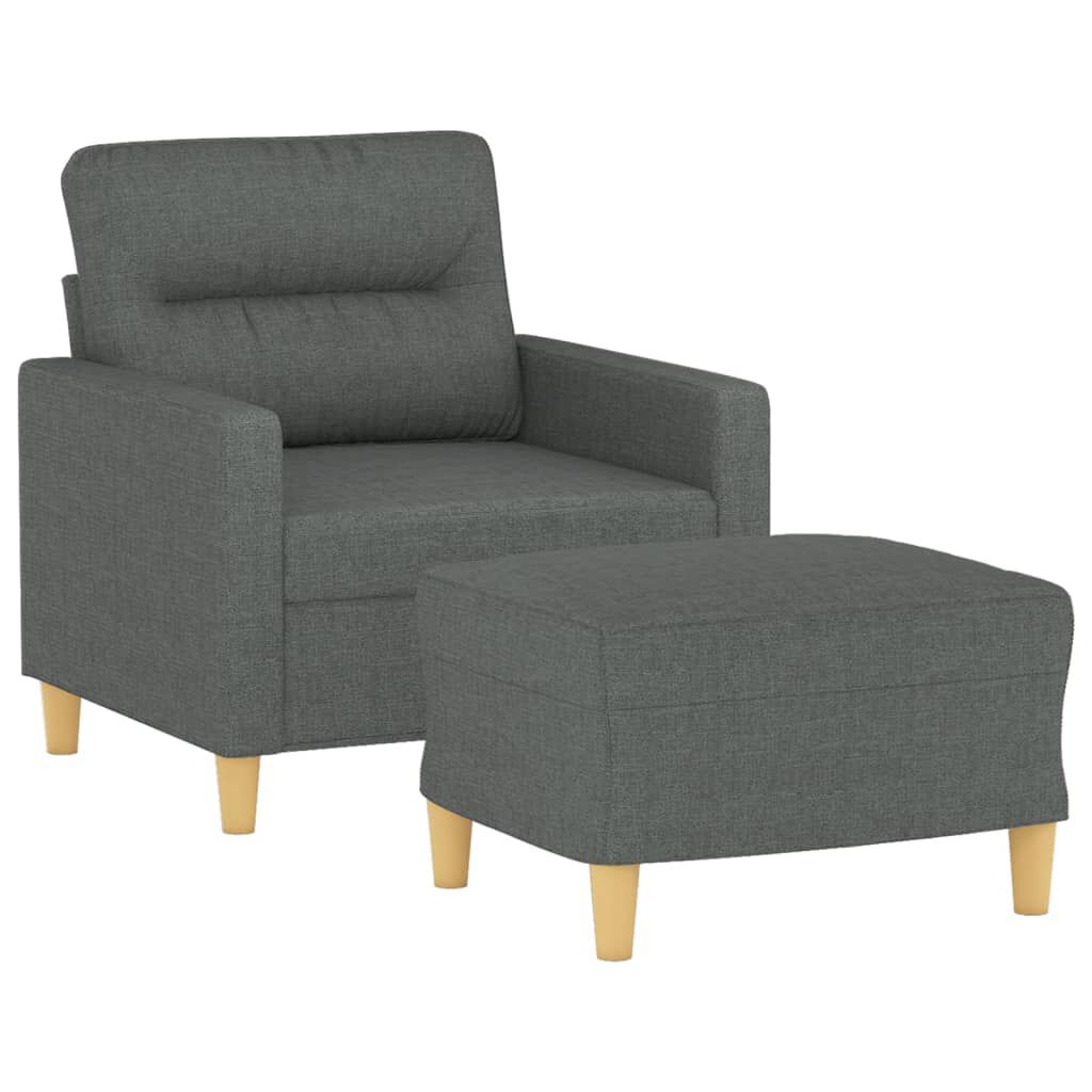 vidaXL Sofa Chair with Footstool Dark Grey 60 cm Fabric