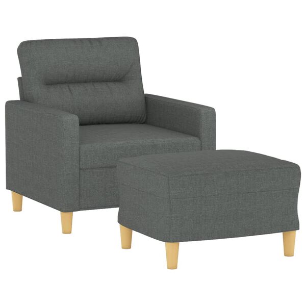 vidaXL Sofa Chair with Footstool Dark Grey 60 cm Fabric