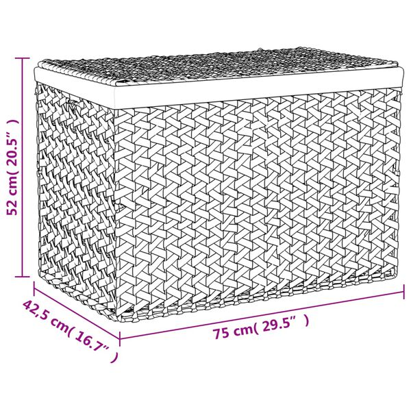 vidaXL Laundry Basket with 3 Sections 75x42.5x52 cm Water Hyacinth