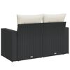 vidaXL Garden Sofa with Cushions 2-Seater Black Poly Rattan