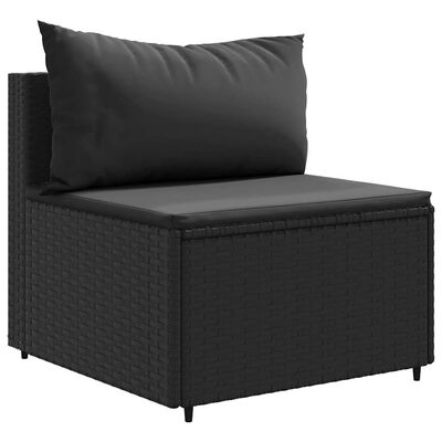 vidaXL 7 Piece Garden Lounge Set with Cushions Black Poly Rattan