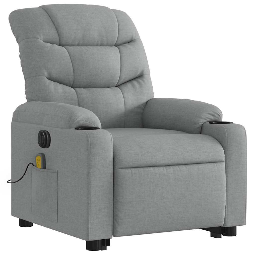 vidaXL Electric Stand up Massage Recliner Chair Light Grey Fabric
