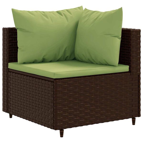 vidaXL 9 Piece Garden Lounge Set with Cushions Brown Poly Rattan