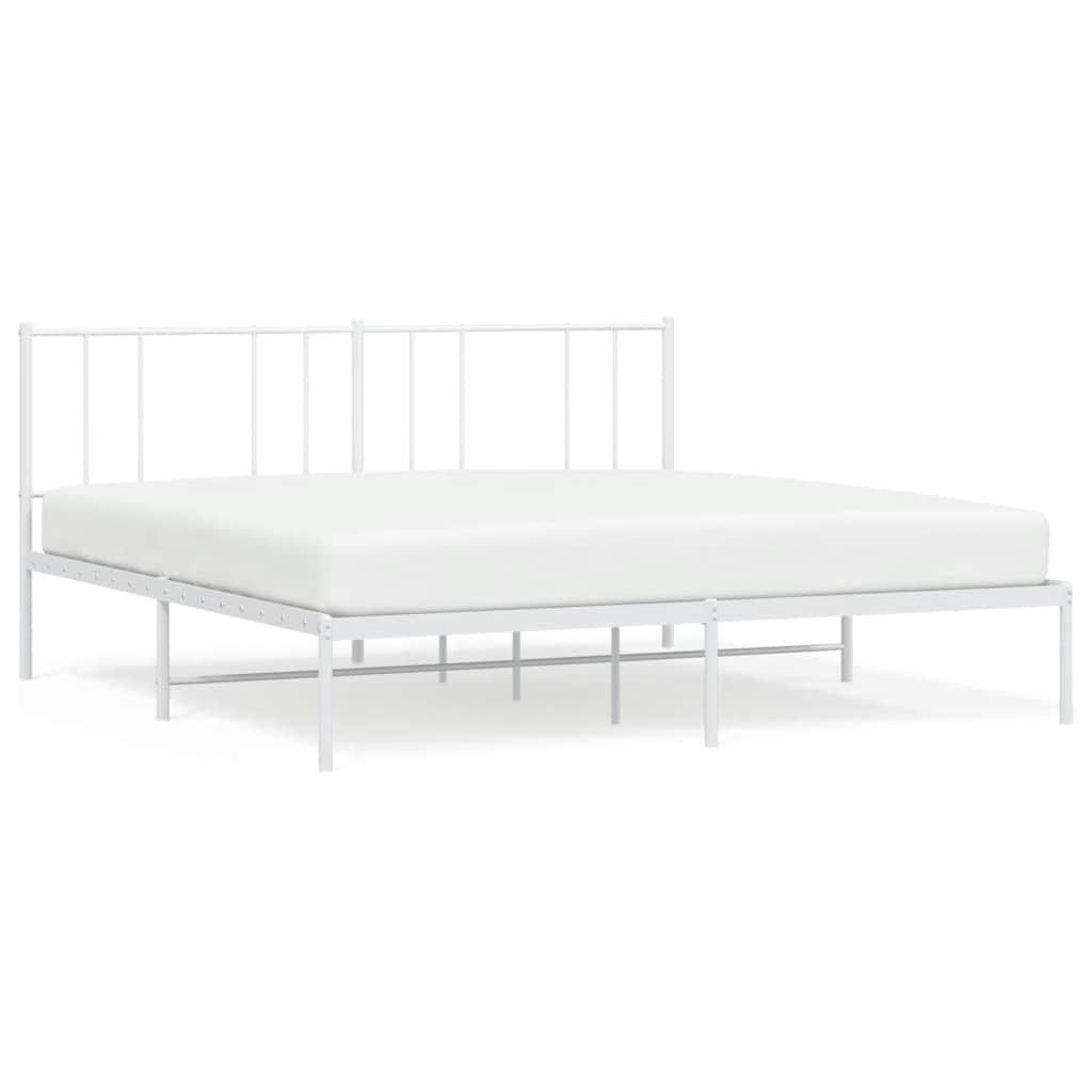 vidaXL Metal Bed Frame without Mattress with Headboard White 183x213cm