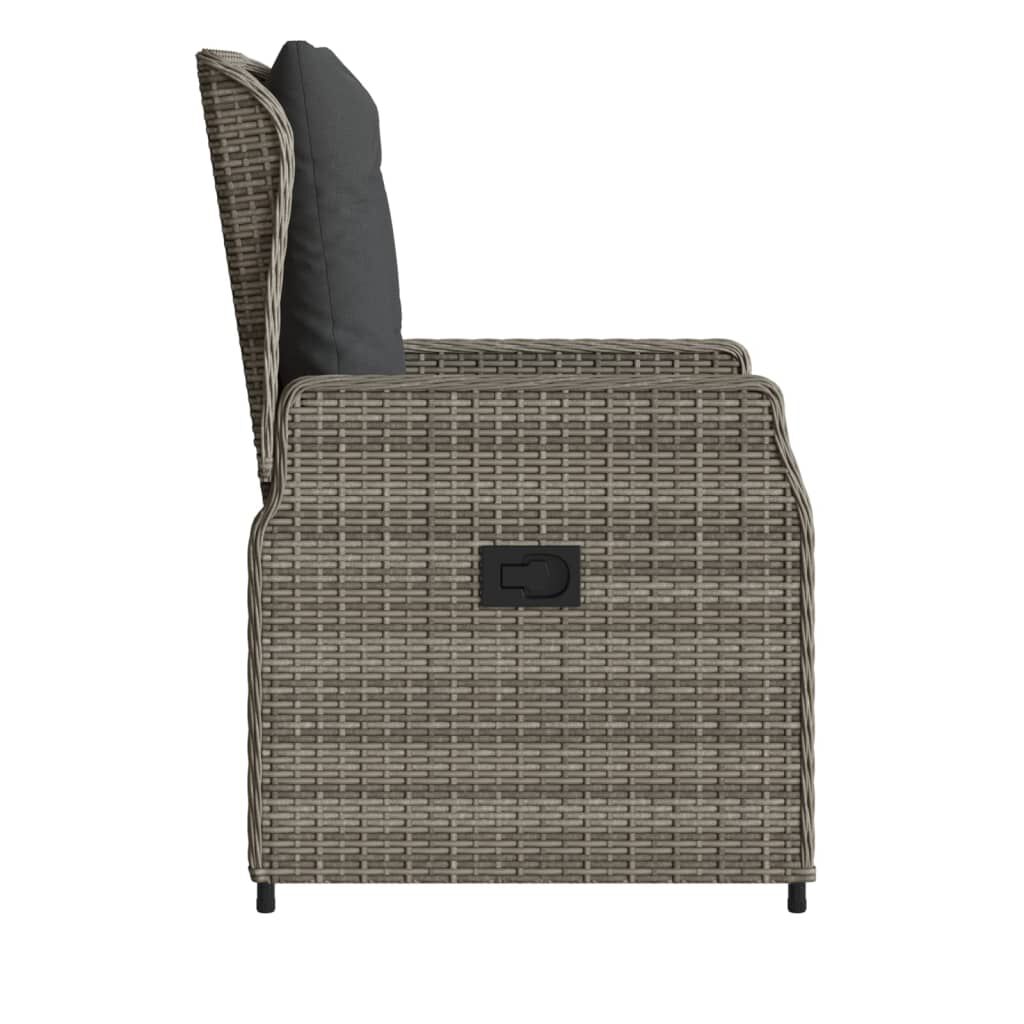 vidaXL Reclining Garden Chairs 2 pcs Grey Poly Rattan