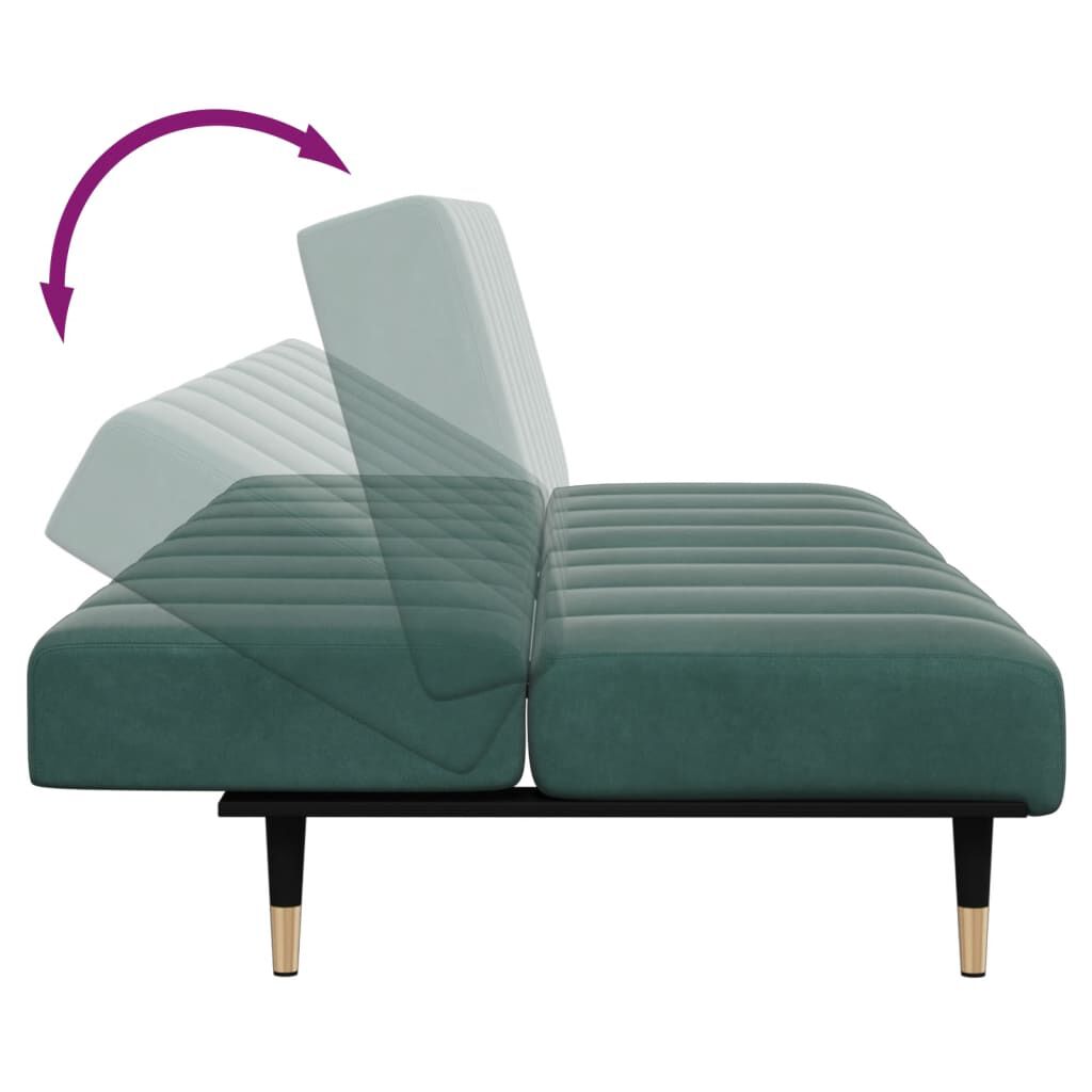 vidaXL 2-Seater Sofa Bed with Footstool Dark Green Velvet