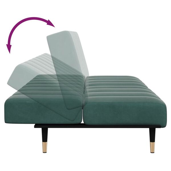 vidaXL 2-Seater Sofa Bed with Footstool Dark Green Velvet