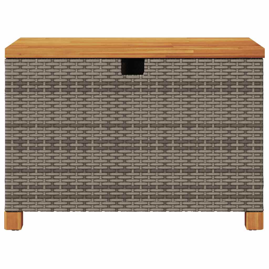 vidaXL Garden Storage Box Grey 80x40x48 cm Poly Rattan Acacia Wood