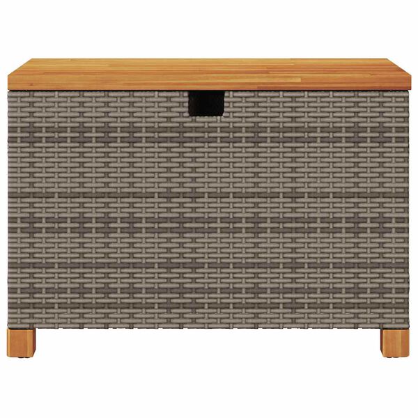 vidaXL Garden Storage Box Grey 80x40x48 cm Poly Rattan Acacia Wood