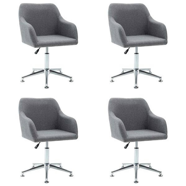 vidaXL Swivel Dining Chairs 4 pcs Light Grey Fabric