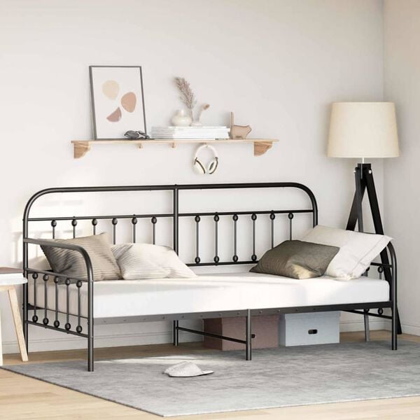 vidaXL Daybed Frame with Headboard Black 100 x 200 cm Steel