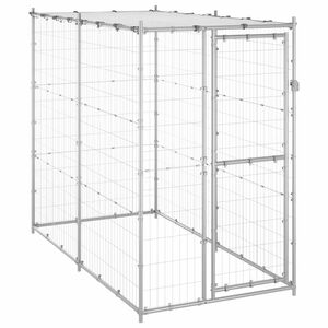 vidaXL Outdoor Dog Kennel Galvanised Steel with Roof 110x220x180 cm