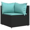 vidaXL Garden Corner Sofas with Cushions 2 pcs Black Poly Rattan