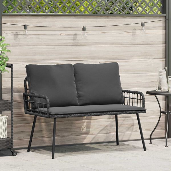 vidaXL Garden Bench Black 114x64x78 cm Poly Rattan