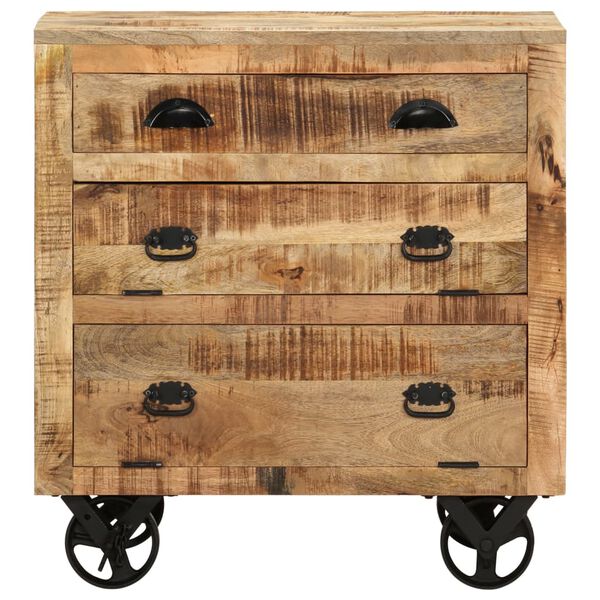 vidaXL Side Cabinet with Wheel 70x40x75 cm Solid Mango Wood