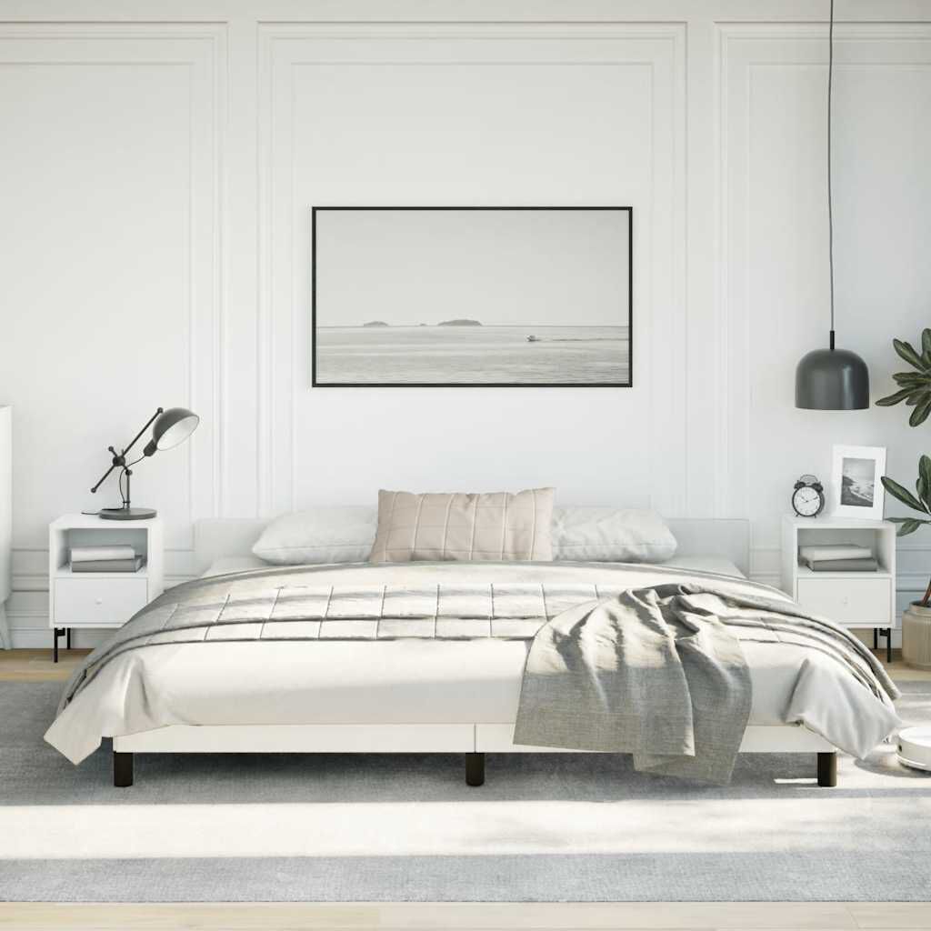 vidaXL Bed Frame without Mattress White California King Faux Leather