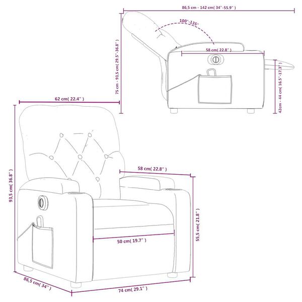 vidaXL Electric Massage Recliner Chair Grey Faux Leather