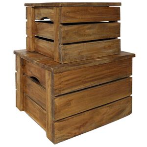 vidaXL Storage Crate Set 2 Pieces Solid Mahogany Wood