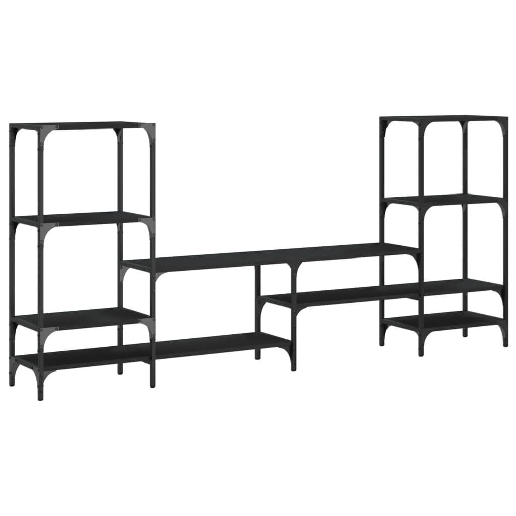 vidaXL TV Cabinet Black 206.5x28.5x95 cm Engineered Wood