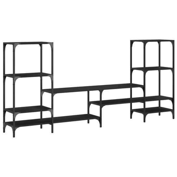 vidaXL TV Cabinet Black 206.5x28.5x95 cm Engineered Wood