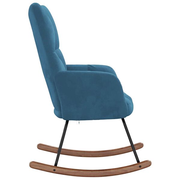 vidaXL Rocking Chair Blue Velvet