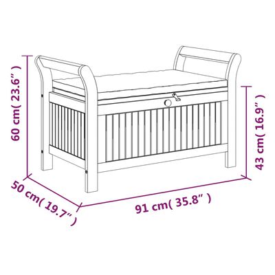 vidaXL Garden Storage Bench with Cushion 91 cm Solid Wood Acacia