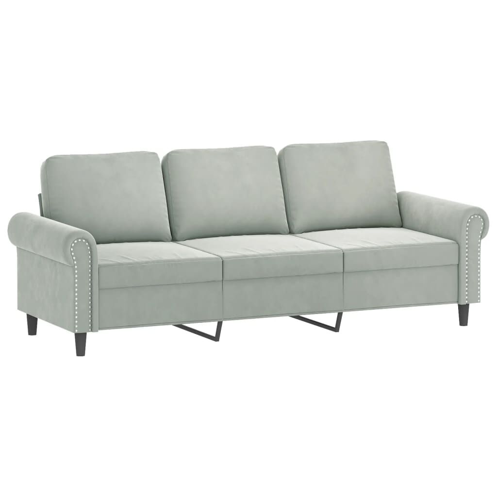 vidaXL 2 Piece Sofa Set with Cushions Light Grey Velvet